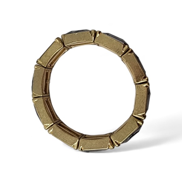 Lia Sophia Matte Gold Stretch Bracelet Versailles w/ smoke grey Cut Crystals - Picture 3 of 7